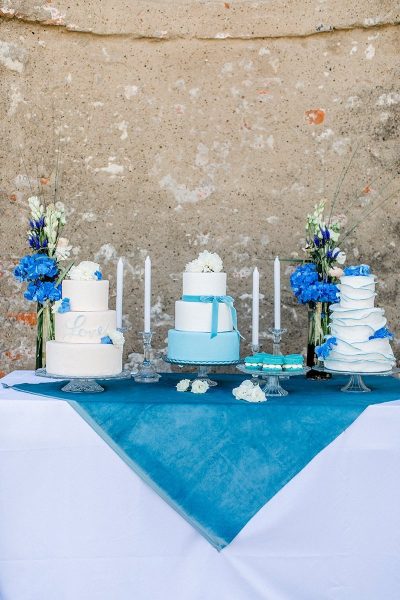 Ein Sweet Table in Blau